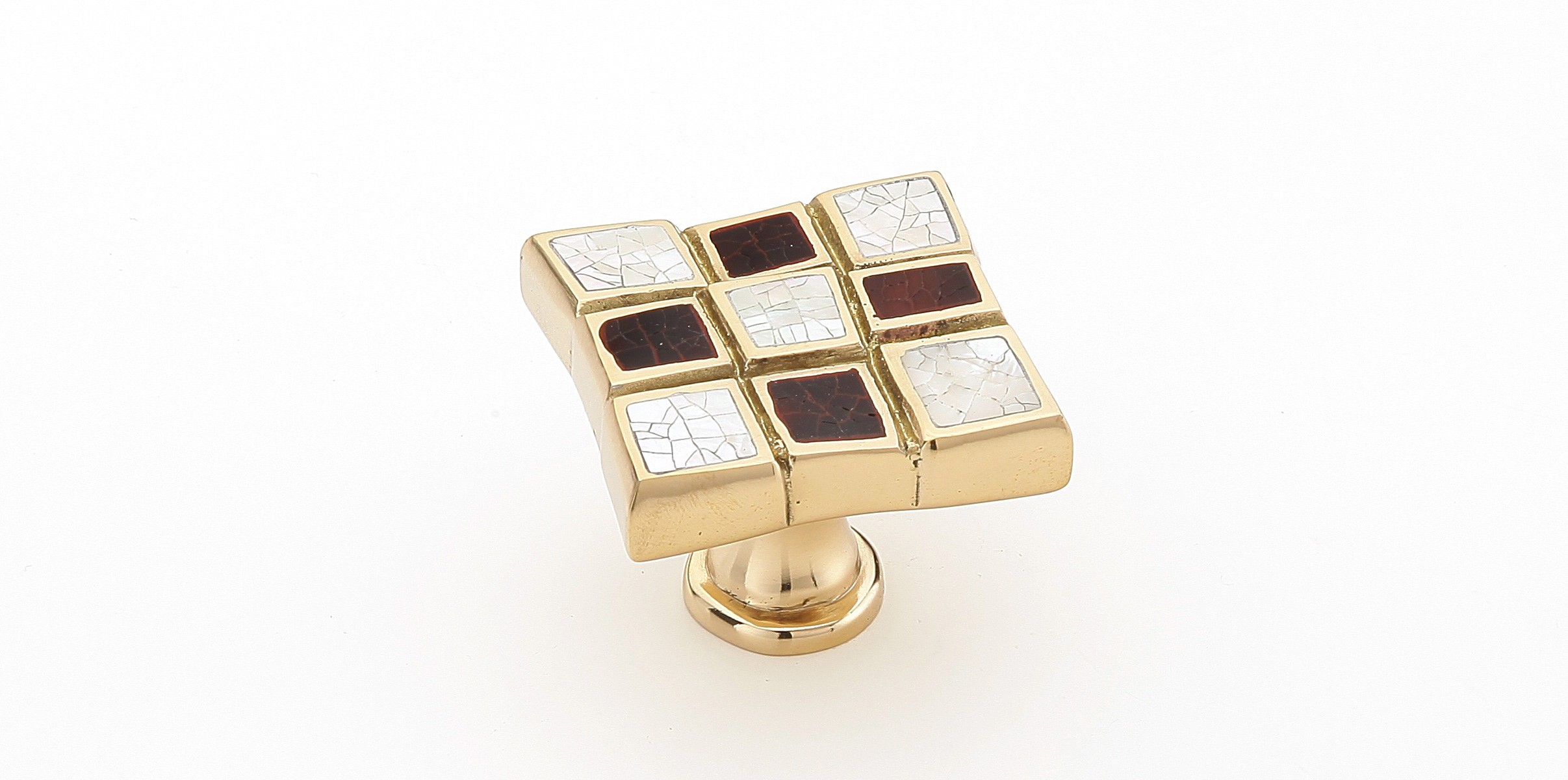 Avalon Bay Red White Mother Of Pearl Square Knob